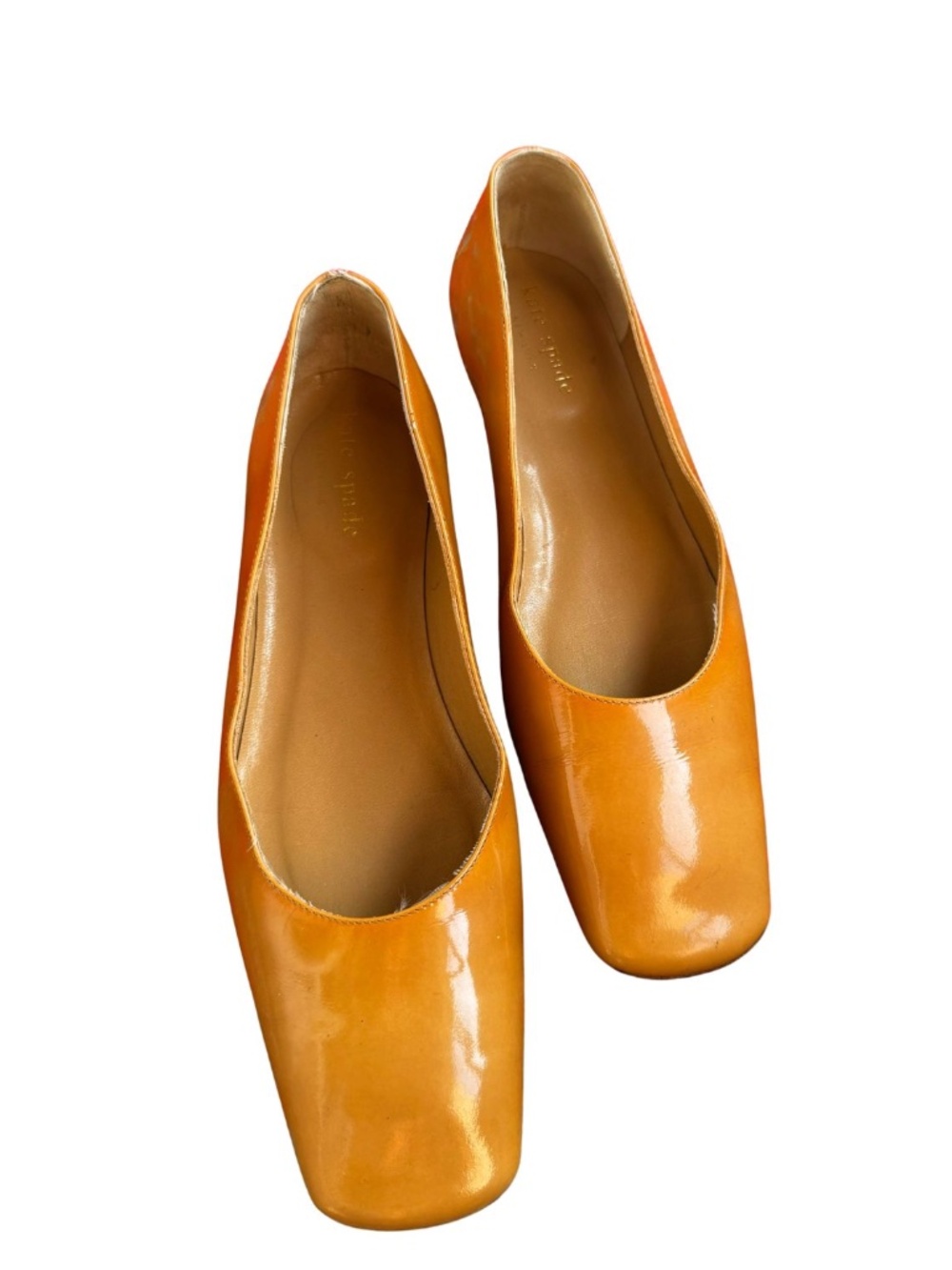 Kate Spade Nude Patent Leather Square Toe Ballet Flats
